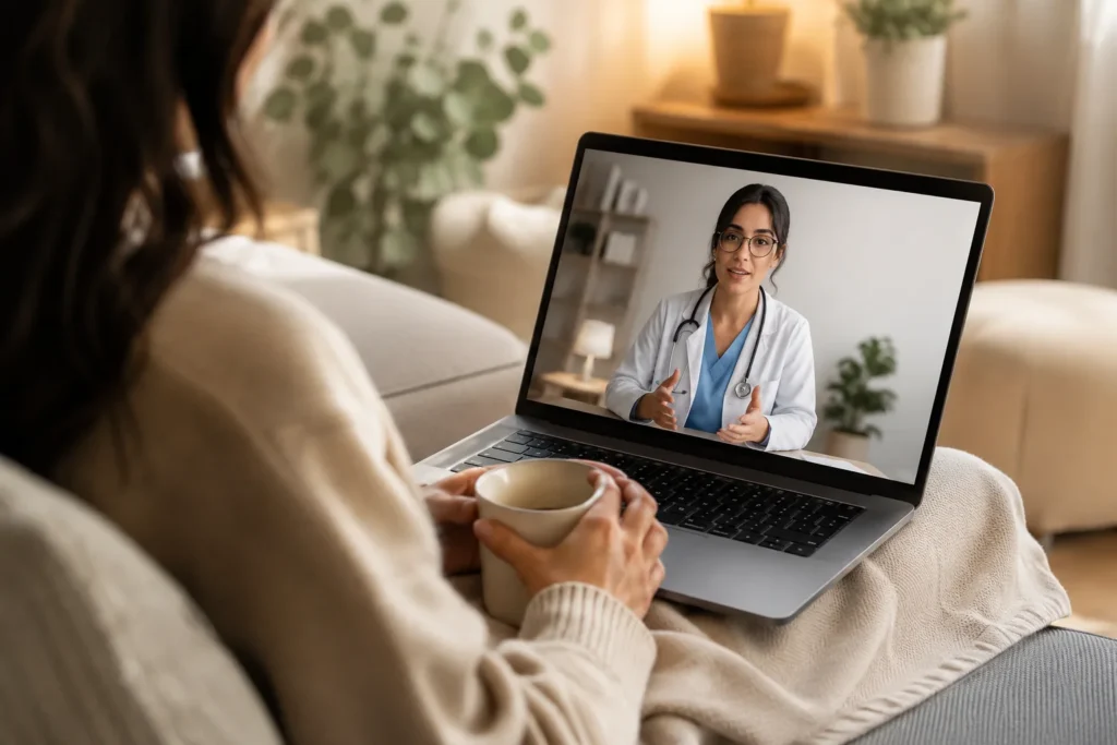 Telehealth appointments make trauma-informed care accessible from home.
