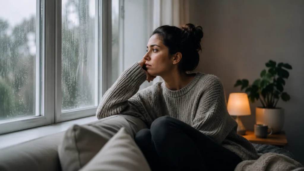 Person experiencing real symptoms of depression beyond sadness
